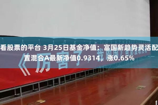 看股票的平台 3月25日基金净值：富国新趋势灵活配置混合A最新净值0.9314，涨0.65%