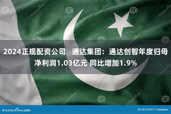 2024正规配资公司   通达集团：通达创智年度归母净利润1.03亿元 同比增加1.9%